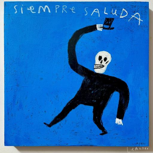 SIEMPRE SALUDA  Original sobre madera 48 X 48 x 4,5 cm [0]