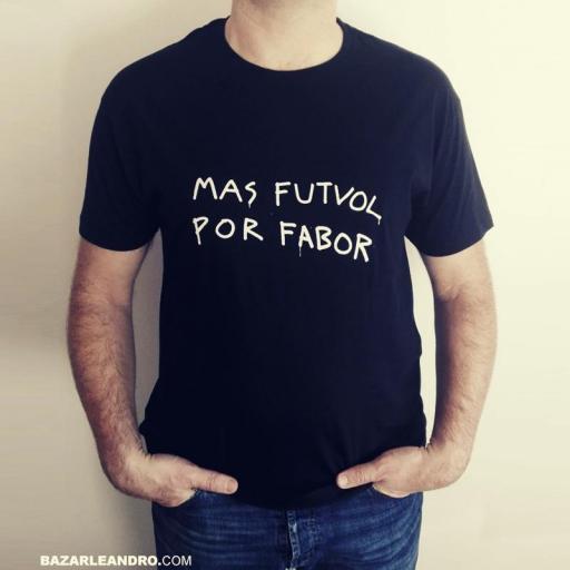 Camiseta negra MAS FUTVOL POR FABOR. 