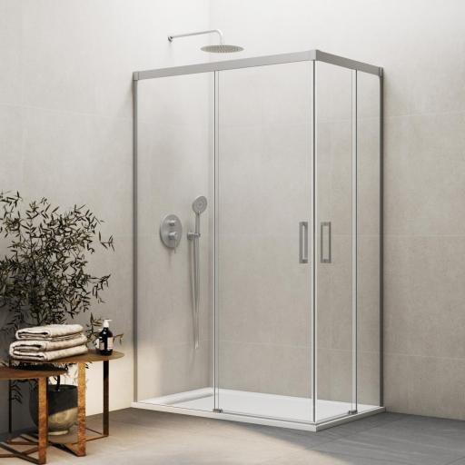 Mampara BASIC COLOR angular corredera vértice, cobre, níquel, oro, blanco, titanio [3]