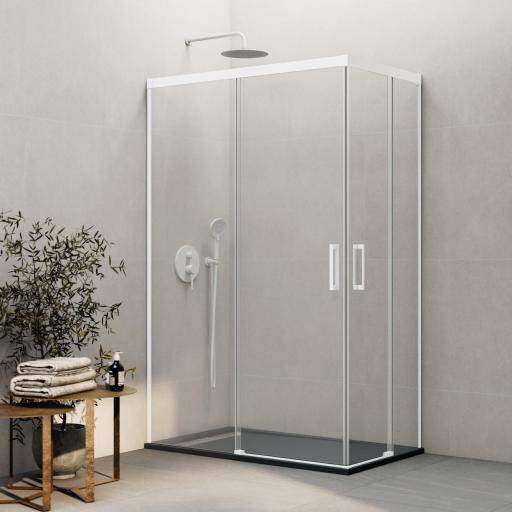 Mampara BASIC COLOR angular corredera vértice, cobre, níquel, oro, blanco, titanio [1]