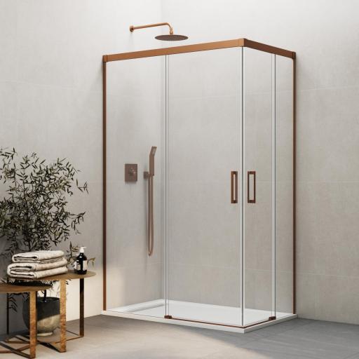 Mampara BASIC COLOR angular corredera vértice, cobre, níquel, oro, blanco, titanio