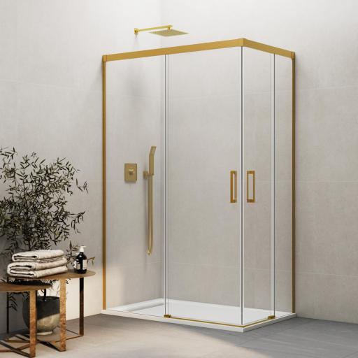 Mampara BASIC COLOR angular corredera vértice, cobre, níquel, oro, blanco, titanio [2]