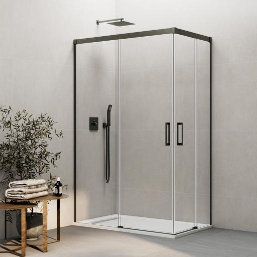 Mampara BASIC COLOR angular corredera vértice, cobre, níquel, oro, blanco, titanio [4]