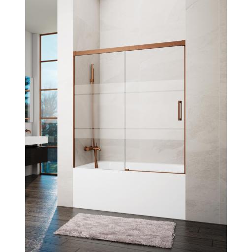 Mampara bañera BASIC frontal fijo + corredera, Oro, Níquel, Cobre, Titanio [4]