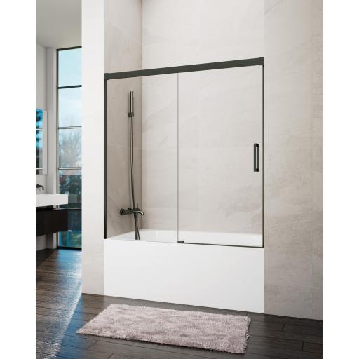 Mampara bañera BASIC frontal fijo + corredera, Oro, Níquel, Cobre, Titanio [3]