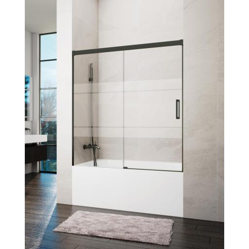 Mampara bañera BASIC frontal fijo + corredera, Oro, Níquel, Cobre, Titanio [7]