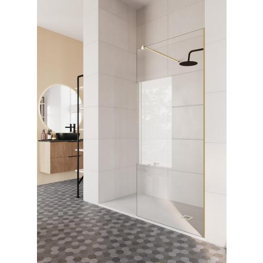 Mampara fijo ducha RIMINI hasta 140 cm, rosa, oro y blanco [5]