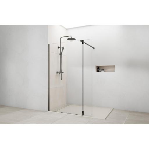 Mampara ducha fijo SCREEN + puerta con bisagras, cobre, blanco, níquel, titanio.  [1]