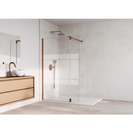 Mampara ducha fijo SCREEN + puerta con bisagras, cobre, blanco, níquel, titanio.  [3]