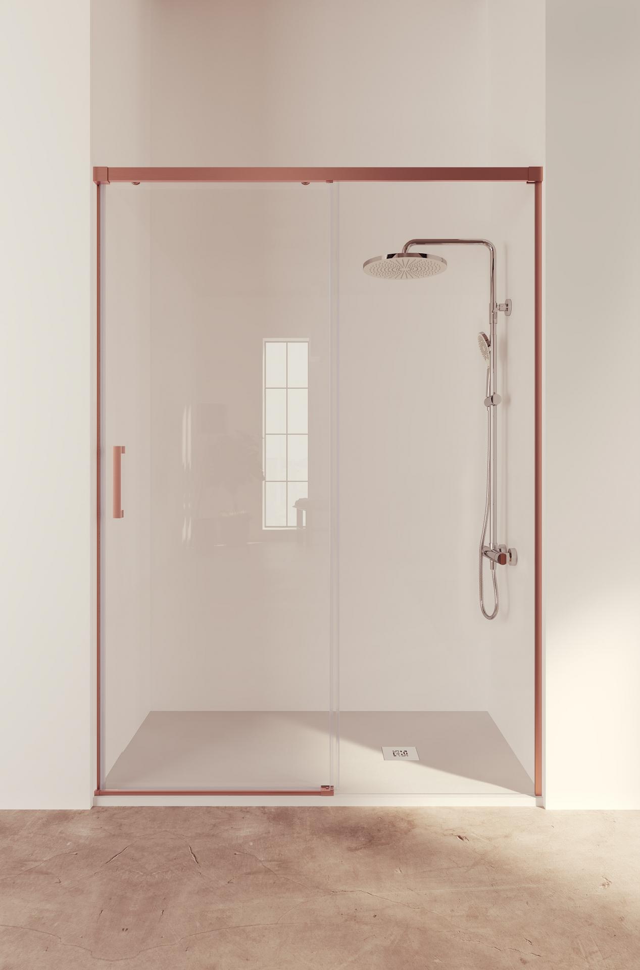 TREBAN frontal mampara fijo + corredera en oro rosa y más