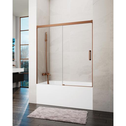 Mampara bañera BASIC frontal fijo + corredera, Oro, Níquel, Cobre, Titanio [0]