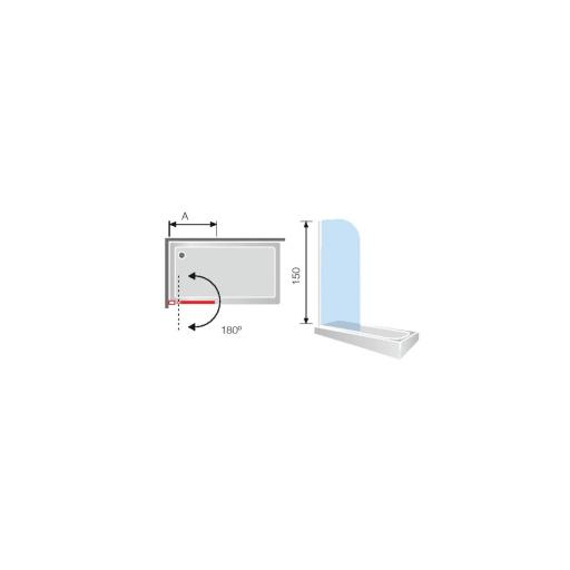 Mampara bañera RITA RI570 oro cepillado, puerta abatible 180 grados [1]