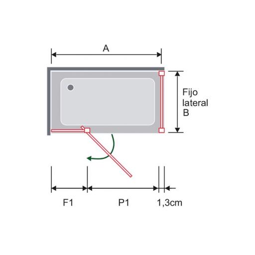 Mampara PIVOT puerta pivotante + lateral fijo [2]