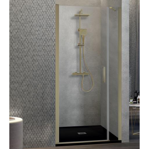 NARDI 502 ORO CEPILLADO, mampara fijo + puerta abatible 180 grados [0]
