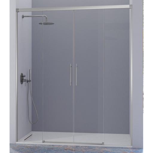 URBAN UR100 mampara ducha 2 fijos + 2 correderas centrales, plata mate cepillado, oro, negro bronce, plata brillo [1]
