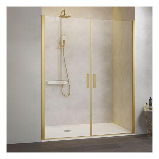Mampara ducha NARDI NA501 2 puertas abatibles 180º en oro cepillado [0]