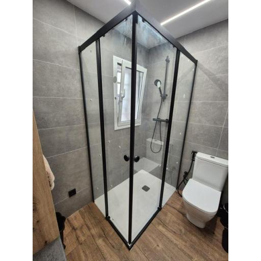 Mampara ducha angular corredera para platos pequeños con tiradores uñeros extraplanos | 60x60 70x70 80x80