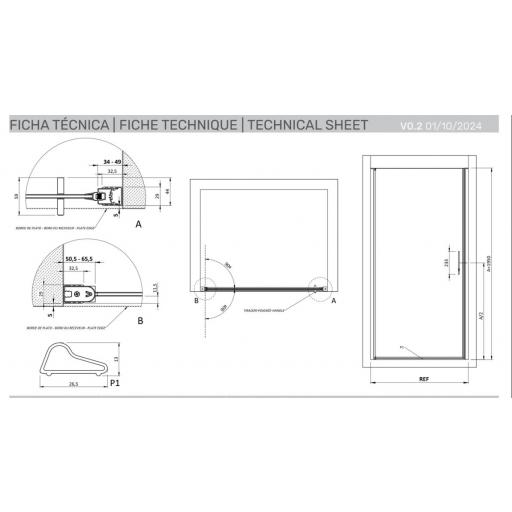 Mampara CORA 1 puerta cristal acanalado  [4]