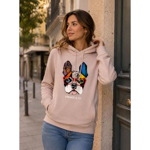 Sudadera de mujer con capucha bulldog francés [1]