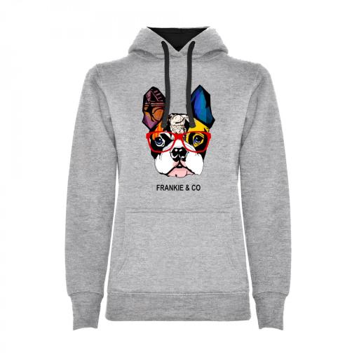 Sudadera de mujer con capucha bulldog francés