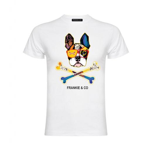 Camiseta de hombre bulldog francés skull