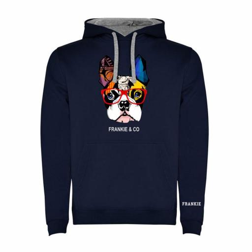 Sudadera capucha contraste Bulldog Francés