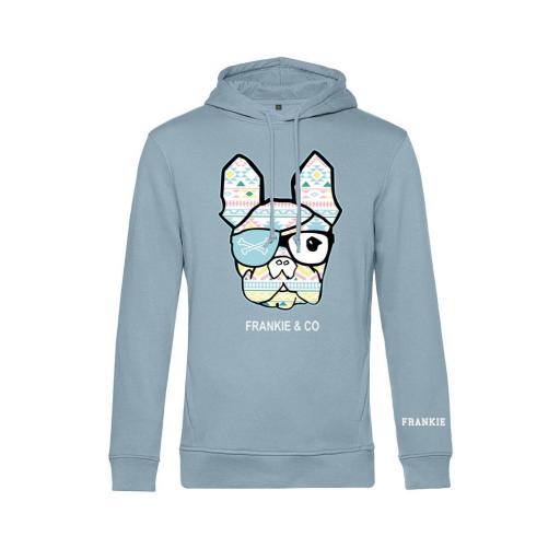 Sudadera capucha bulldog étnico