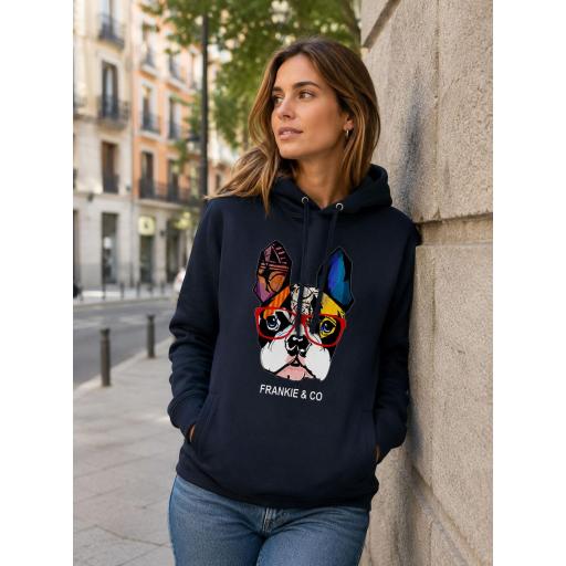 Sudadera de mujer con capucha bulldog francés [1]
