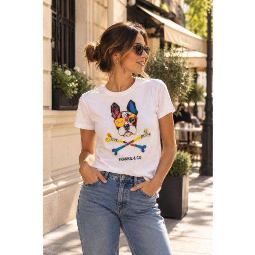 Camiseta de mujer Frankie bulldog skull