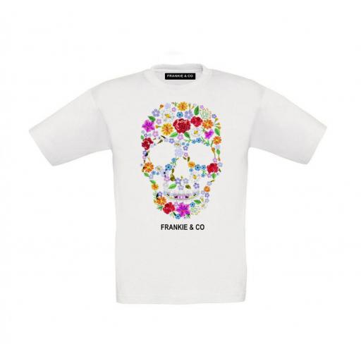 Camiseta de niño skull flowers