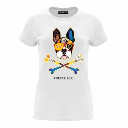 Camiseta de mujer Frankie bulldog skull [0]