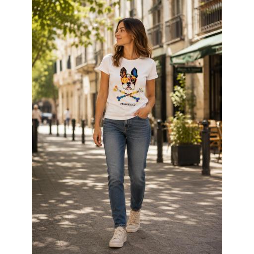 Camiseta de mujer Frankie bulldog skull [1]