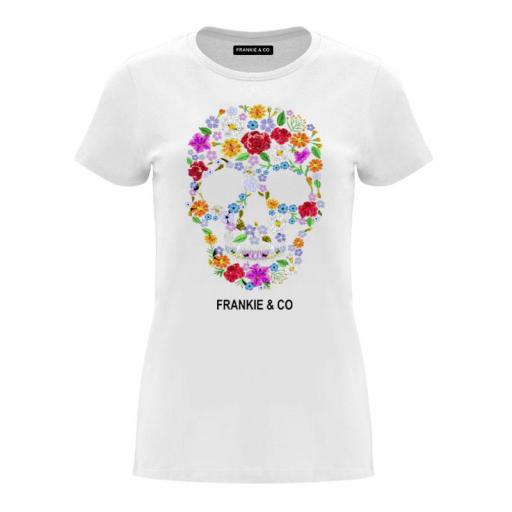 Camiseta de mujer skull flowers