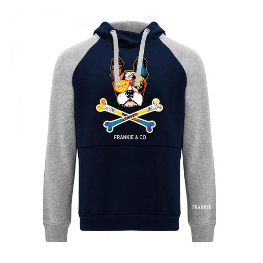 Sudadera bicolor bulldog francés skull