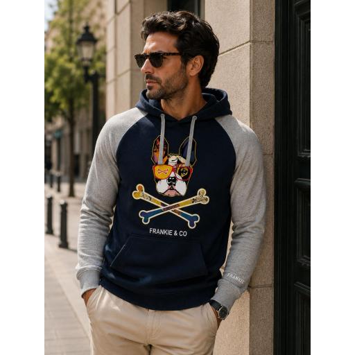 Sudadera bicolor bulldog francés skull [1]