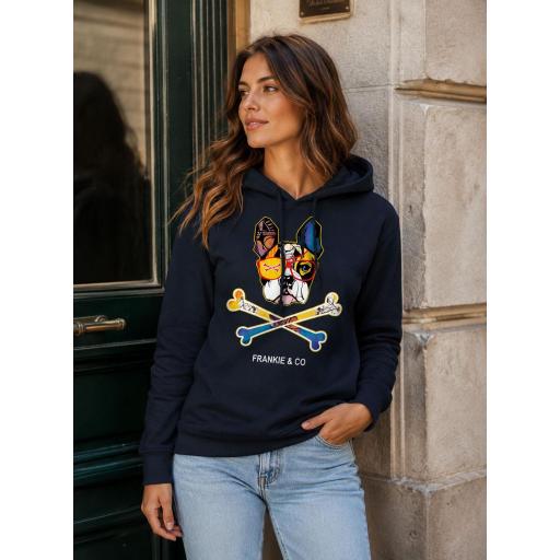Sudadera de mujer con capucha bulldog skull [1]