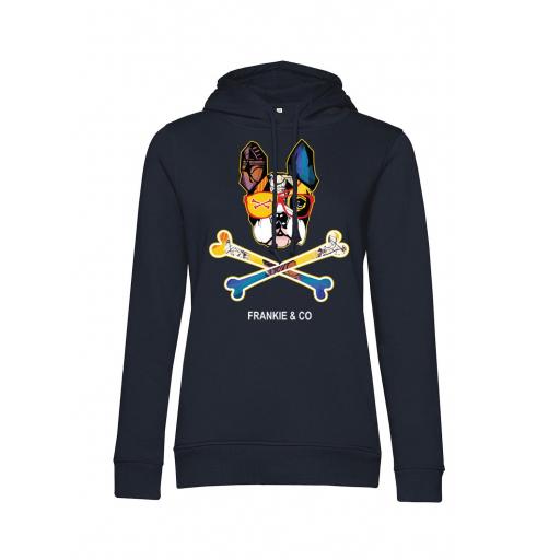 Sudadera de mujer con capucha bulldog skull