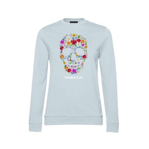 Sudadera de mujer skull flowers