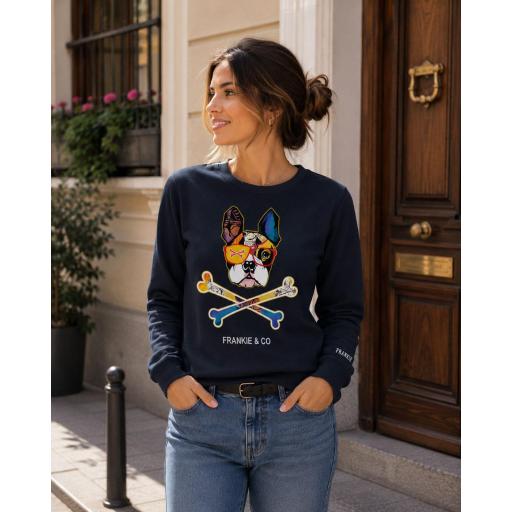 Sudadera de mujer Bulldog Francés Skull [1]