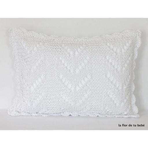 Cojín Crochet rectangular blanco [0]