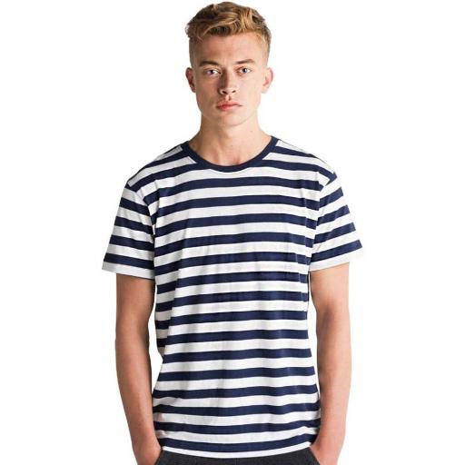 Camiseta Mantis Mens Stripy Blanco/Azul Oscuro [1]