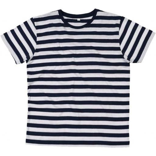 Camiseta Mantis Mens Stripy Blanco/Azul Oscuro