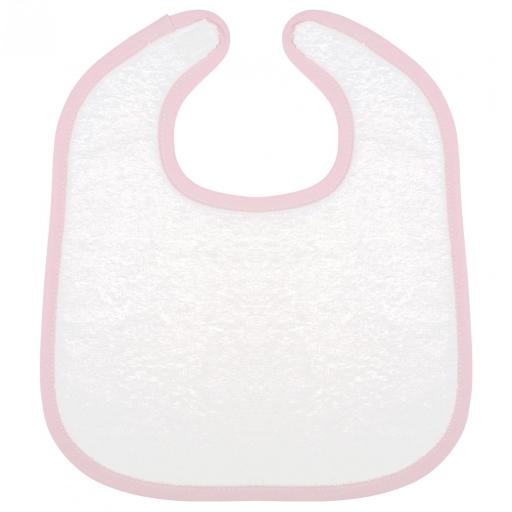 Babero de rizo bebé K833 Blanco/Rosa