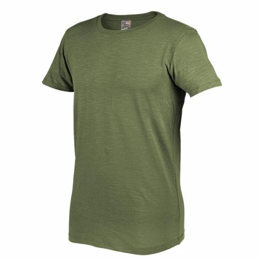 Camiseta American Zone Slub Verde Militar