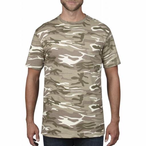 Camiseta Anvil Heavy Weight Camuflaje Marrón