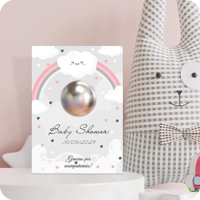 Bálsamo labial con tarjeta baby shower diseño arcoíris