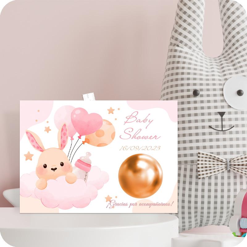 Bálsamo labial con tarjeta baby shower diseño conejita bebé
