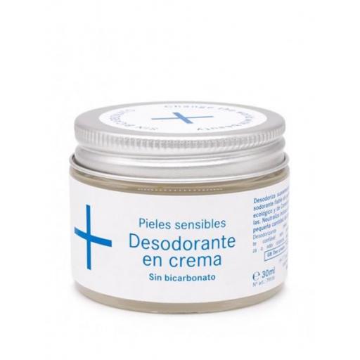 Desodorante en crema Pieles Sensibles sin SODA. Sin fragancia.  30 ml.
