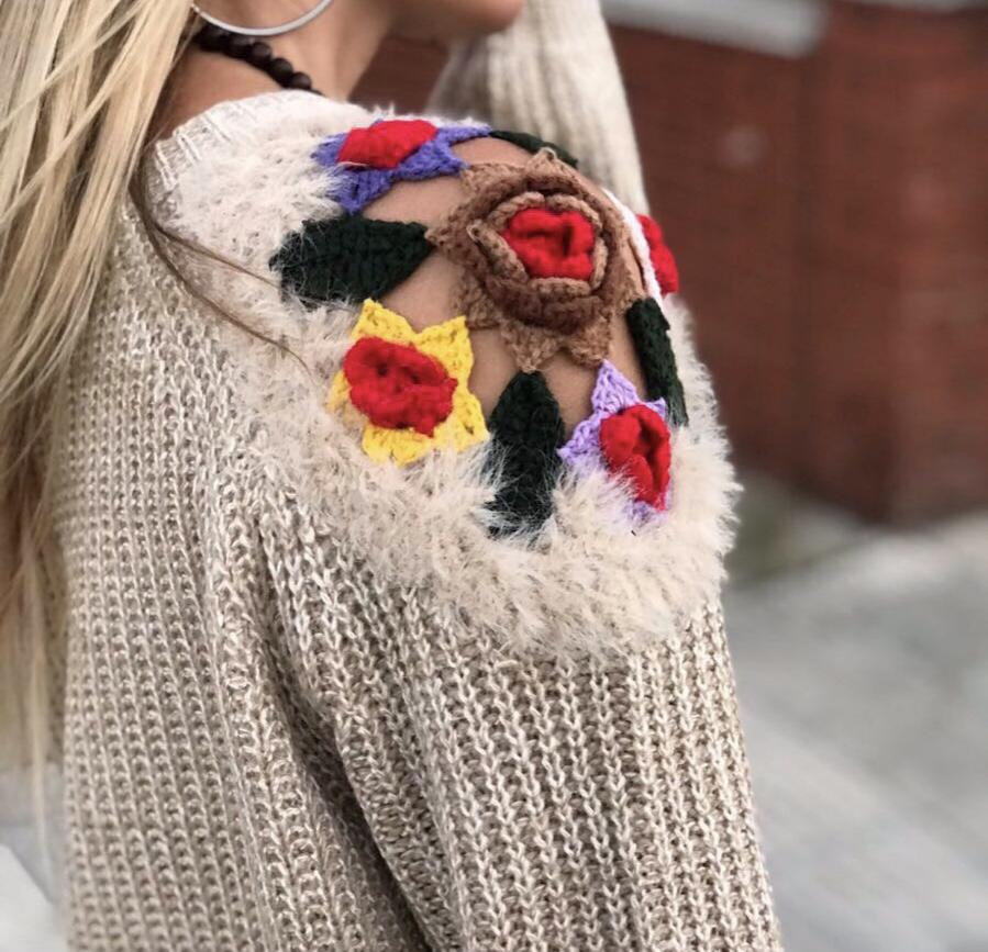 Jersey Beige Hombros Crochet (Ref. 1078-B)