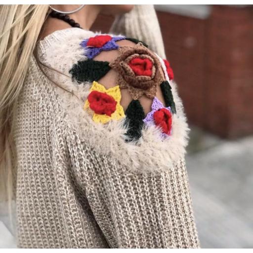 Jersey Beige Hombros Crochet (Ref. 1078-B)